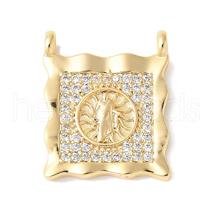 Brass Micro Pave Clear Cubic Zirconia Pendants KK-U064-04G-1