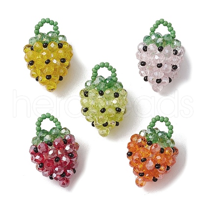 Glass Seed Beaded Pendants PALLOY-GD00003-1