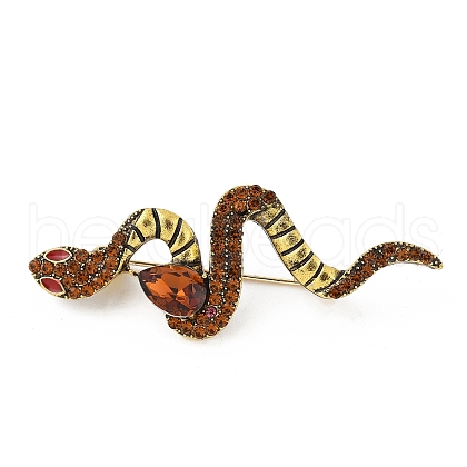 Snake Alloy Rhinestone Brooches for Backpack Clothes JEWB-Z040-01B-AG-1