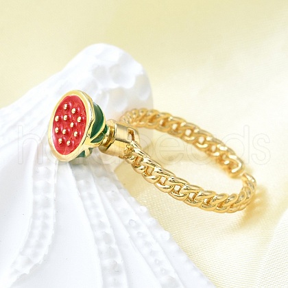 Brass Enamel Open Cuff Rings for Women RJEW-F179-08G-04-1