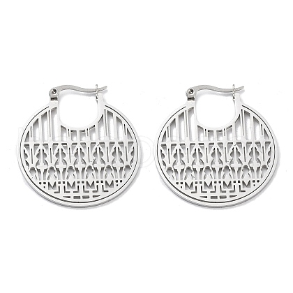 Non-Tarnish 304 Stainless Steel Hollow Round Hoop Earrings for Women EJEW-R156-10P-1