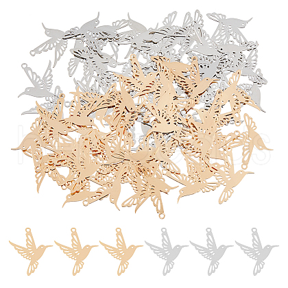 DICOSMETIC 80Pcs 2 Metal Colors Rack Plating Brass Filigree Pendants KK-DC0004-10-1