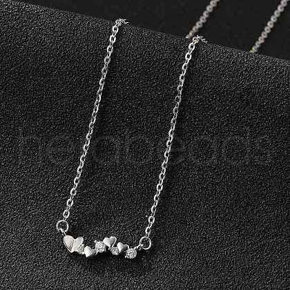 925 Sterling Silver Micro Pave Clear Micro Pave Cubic Zirconia Multi Heart Pendant Necklaces for Women NJEW-D315-01P-1