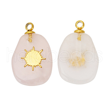 Natural Rose Quartz Pendants FIND-PW0015-01A-02-1