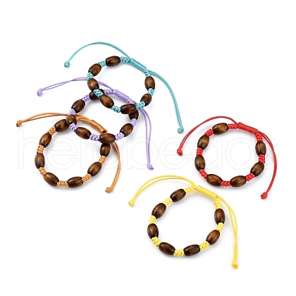 Adjustable Korean Waxed Polyester Cord Kid Braided Beads Bracelets BJEW-JB05437-1