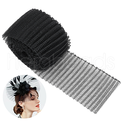 BENECREAT 5 Yards Polyester Pleated Mesh Ribbon OCOR-BC0006-81B-1