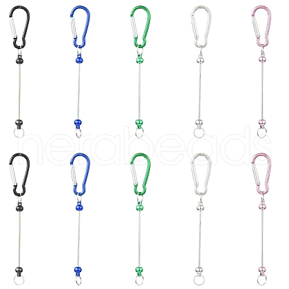 10Pcs 5 Colors Aluminum Climbing Carabiners AJEW-YW0001-22-1