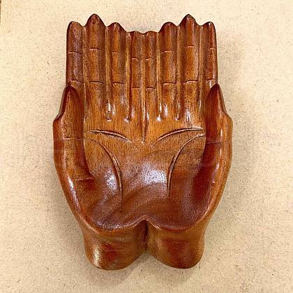 Wooden Hand Dish Jewelry Plate DJEW-NH0001-02-1