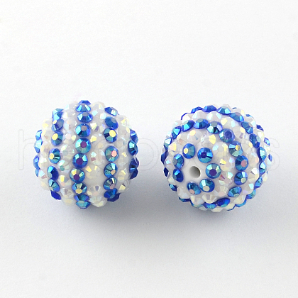 AB-Color Resin Rhinestone Round Beads RESI-S313-18x20-08-1