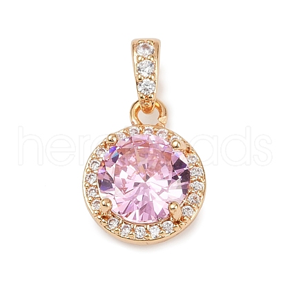 Brass Micro Pave Cubic Zirconia Pendants KK-E795-11KCG-01-1
