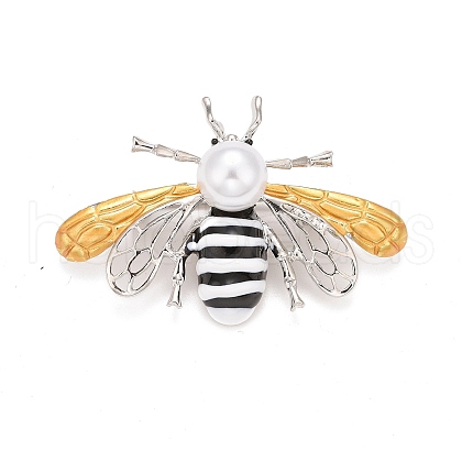 Alloy Bee Brooch with Resin Pearl JEWB-A004-01P-1
