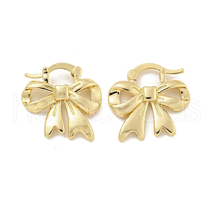 Bowknot Rack Plated Brass Hoop Earrings for Women EJEW-Z051-02G-1