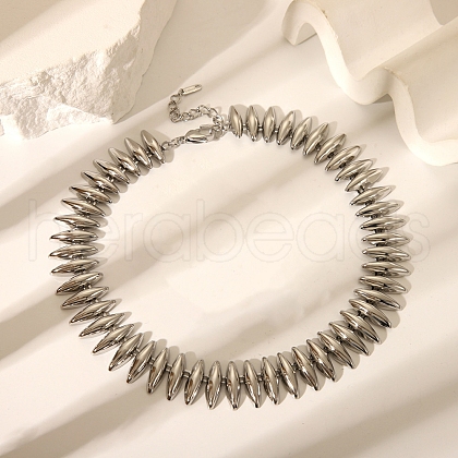 304 Stainless Steel Spiked Horse Eye Link Chain Necklaces for Women NJEW-Z086-04P-1