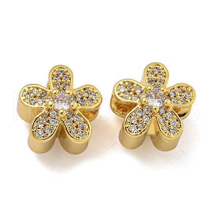 Rack Plating Brass  Micro Pave Cubic Zirconia Beads KK-I718-41G-1