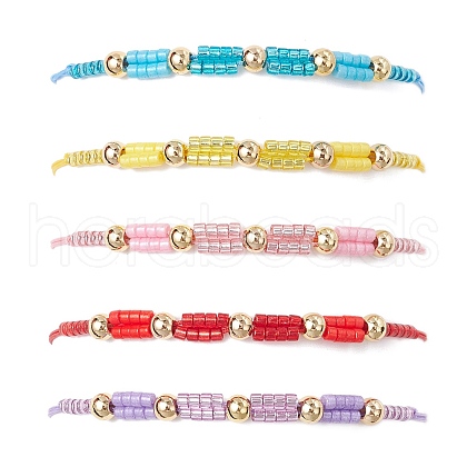 Glass Seed Beaded Braided Beads Bracelets BJEW-MZ00182-1