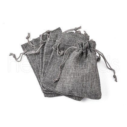 Polyester Imitation Burlap Packing Pouches Drawstring Bags ABAG-R005-9x12-04-1
