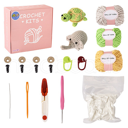 DIY Elephant and Sea Turtle Doll Crochet Kit DIY-TAC0001-84-1