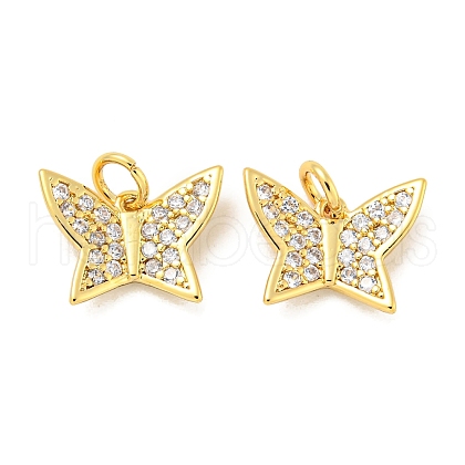 Rack Plating Brass Micro Pave Clear Cubic Zirconia Pendants KK-B093-13C-G-1
