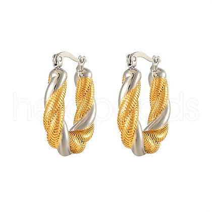 Two Tone 304 Stainless Steel Hoop Earrings for Women ZB8618-2-1