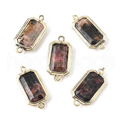 Natural Rhodonite Faceted Rectangle Connector Charms G-H323-04G-01-1