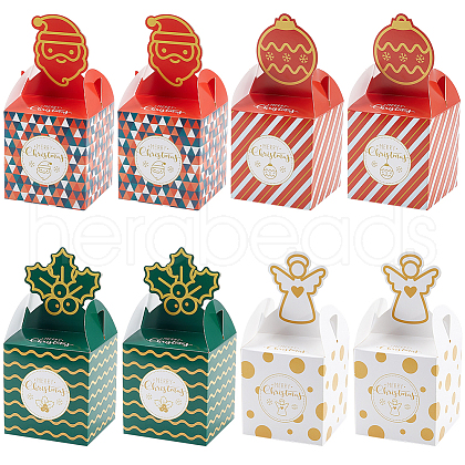 SOFPLATE 12Pcs 4 Styles Christmas Theme Paper Fold Gift Boxes CON-SP0001-02-1