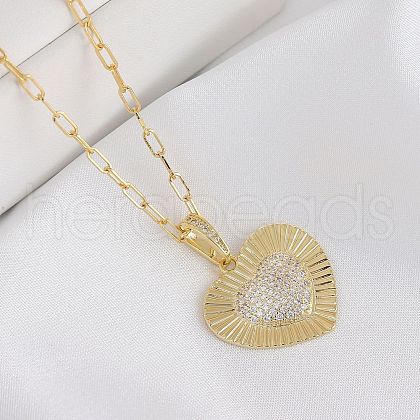 Brass Micro Pave Clear Cubic Zirconia Pendant Necklaces for Women FS-WG8D67C-02-1