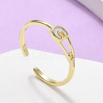 Brass Shell Cuff Rings for Women RJEW-C126-12G-1