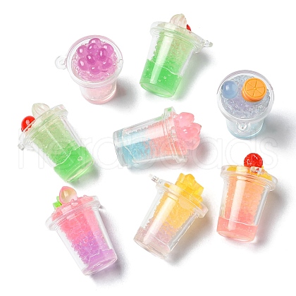 Transparent Resin Imitation Drink Pendants RESI-E041-01-1