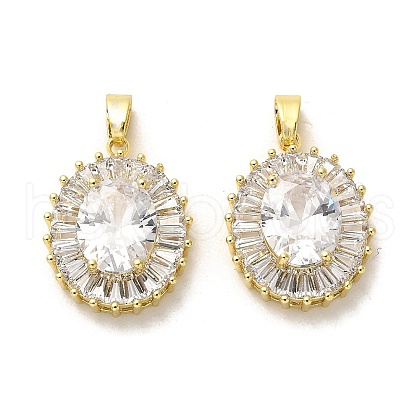 Brass Micro Pave Cubic Zirconia Pendants KK-K355-52G-1