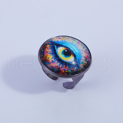 Glass Evil Eye Finger Rings MT9914-1