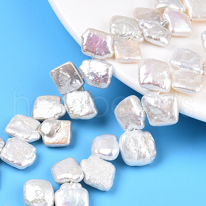 Baroque Natural Nucleated Pearl Keshi Pearl Beads Strands PEAR-S020-K10-2-1