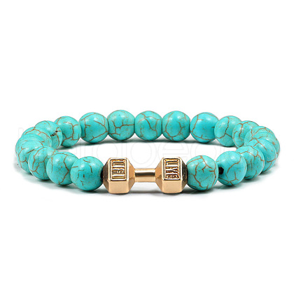 Blue turquoise alloy dumbbell jewelry bracelet for men's high-end and versatile accessories GK5142-19-1