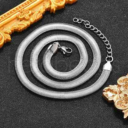 Non-Tarnish 304 Stainless Steel Herringbone Chains Necklaces X-NJEW-G340-03P-1