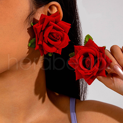 Rose Cloth Stud Earrings FS-WGC8AAB-05-1