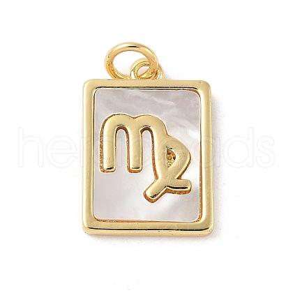 Brass Pave Natural White Shell Pendants KK-S522-09G-D-1