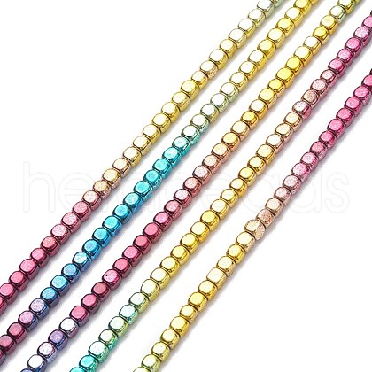 Rainbow Color Electroplate Non-magnetic Synthetic Hematite Beads Strands G-L489-H01-1