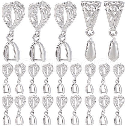 SOFPLATE 30Pcs Filigree Rack Plating Brass Pendant Pinch Bails KK-SP0002-02-1