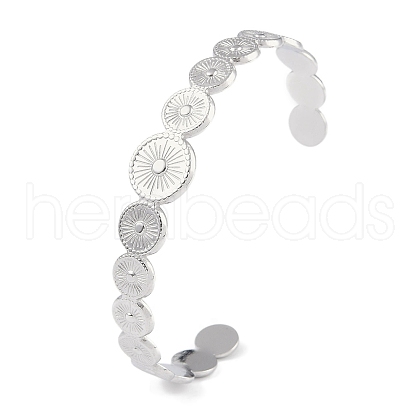Non-Tarnish 304 Stainless Steel Open Cuff Bangles for Women BJEW-C071-09P-1