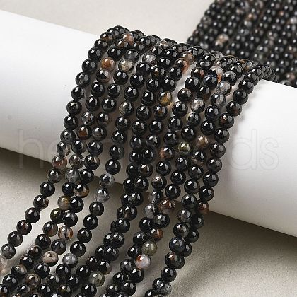 Natural Black Tourmaline Beads Strands G-Q031-A01-4mm-1