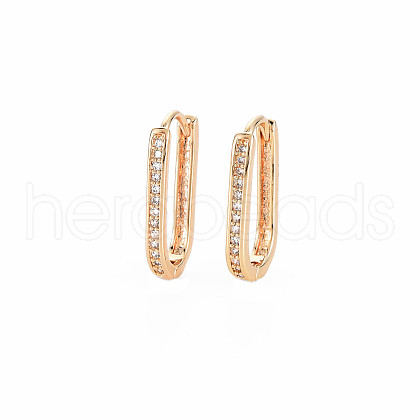 Clear Cubic Zirconia Oval Hoop Earrings KK-S364-280-1