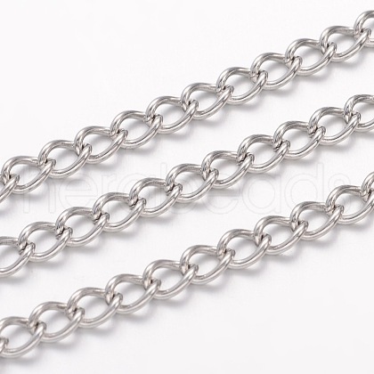 Tarnish Resistant 304 Stainless Steel Curb Chains CHS-K005-02P-0.8mm-1
