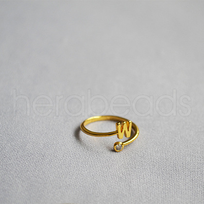 Brass Micro Pave Clear Cubic Zirconia Cuff Rings for Women WG54647-22-1