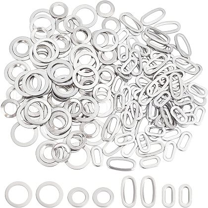 Unicraftale 160Pcs 4 Styles 304 Stainless Steel Linking Rings STAS-UN0022-76-1