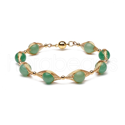 Healing Power Natural Green Aventurine Beaded Bracelets for Men Women X1-BJEW-TA00012-02-1