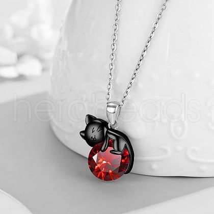 Alloy Rhinestone Black Cat Pendant Necklaces for Women FS-WG73583-01-1