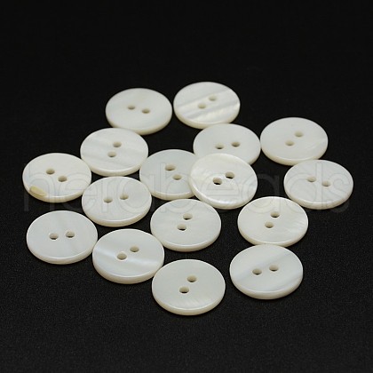 2-Hole Shell Flat Round Buttons X-BUTT-P012-12-1