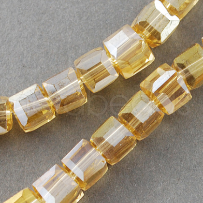 Electroplate Glass Beads Strands EGLA-R030-6x6mm-21-1