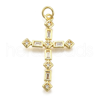 Brass Micro Pave Cubic Zirconia Pendants KK-Z100-34G-01-1