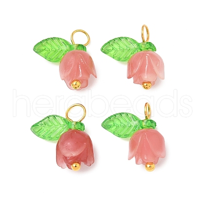 Flower Shape Synthetic Shell Charms PALLOY-JF03862-02-1