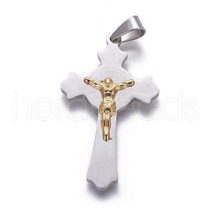 304 Stainless Steel Crucifix Cross Pendants STAS-L156-08M-1